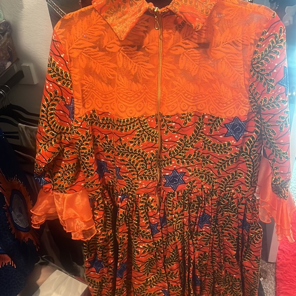 African Print Dress with Lace Detail - Picture 2 of 2